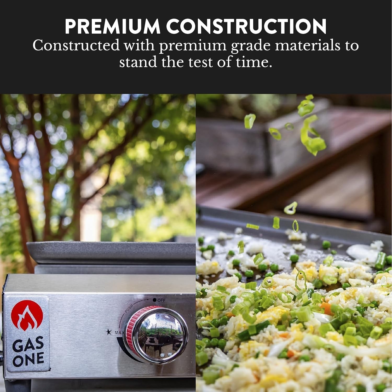 Gas One Flat Top Grill with 3 Burners Auto Ignition Propane Portable Stainless Steel Tabletop Grill with Pre Season Griddle Convenient Drip Tray Ideal for RV. Camping - Image 4