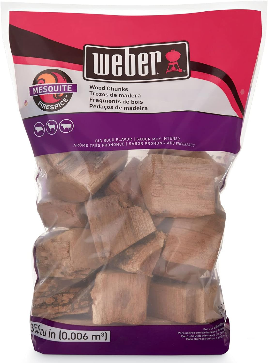 Weber Mesquite Wood Chunks. for Grilling and Smoking. 4 Lb.