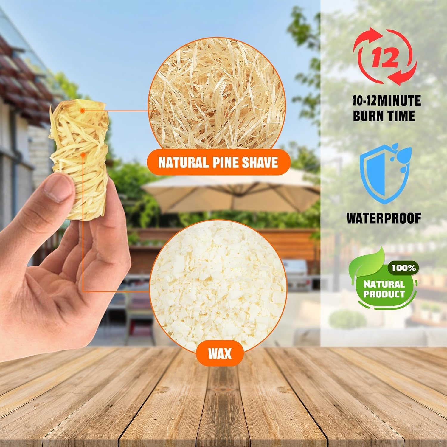 Shwuevei 65 Pcs Fire Starter - Natural Fire Starters for Fireplace. Pellet Stove & Wood. Fire Pit. Smoker. BBQ. Chimney. Pizza Oven - Fire Starters for Grill. Charcoal Starter - Image 3