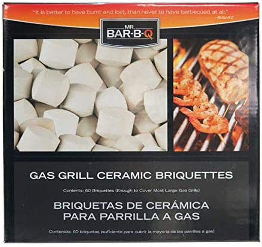Mr. Bar-B-Q 06000Y Ceramic Gas Grill Self Cleaning Briquettes. Replacement for Lava Rocks. Cleaner Cooking. Gas Grill Briquettes for BBQ Grill. EMW8015680. 60 Count