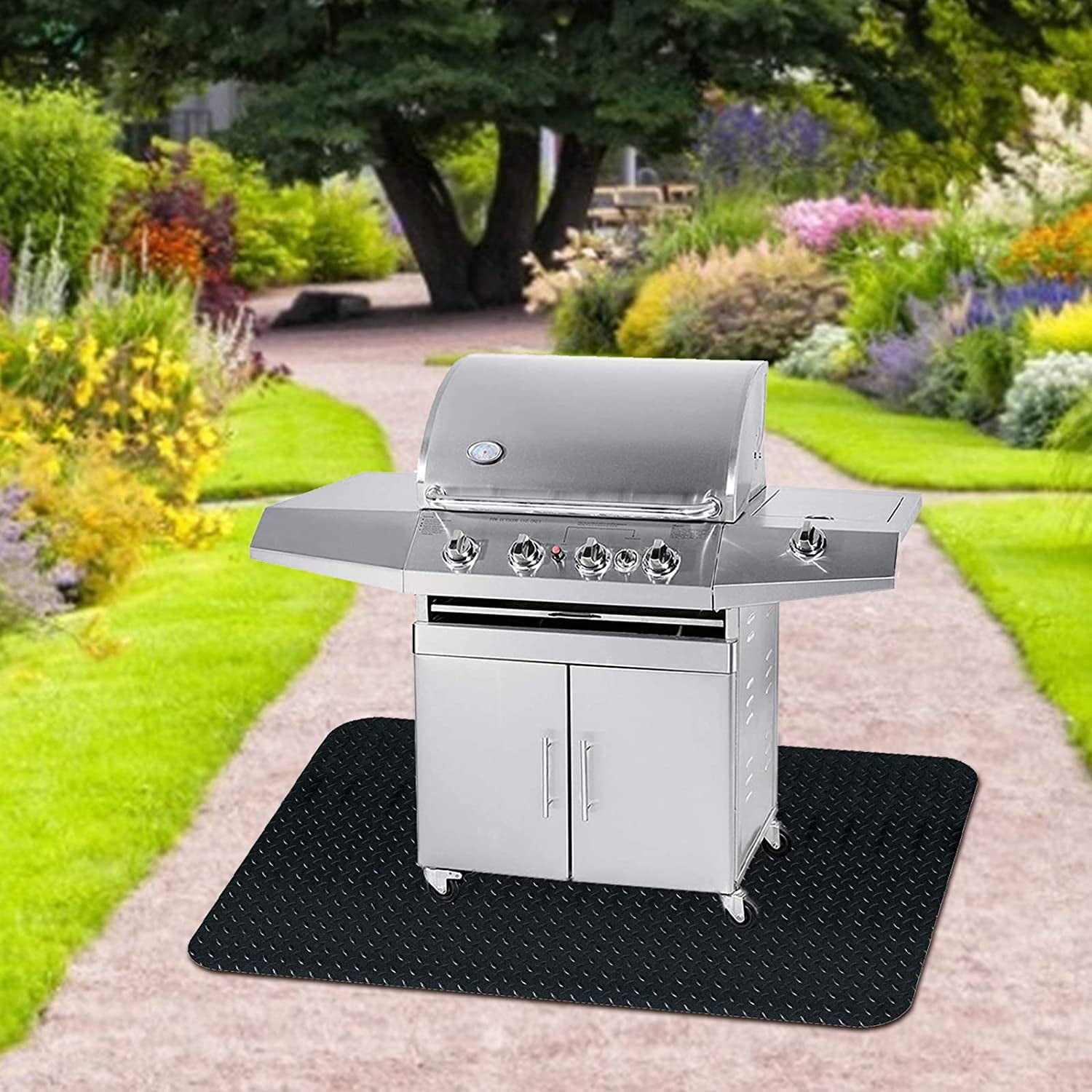 48 X 36 Inches Grill Mat Grill and Garage Protective Mat. Protects Decks and Patios from Grease Splashes. PVC Flame Retardant Material - Image 4
