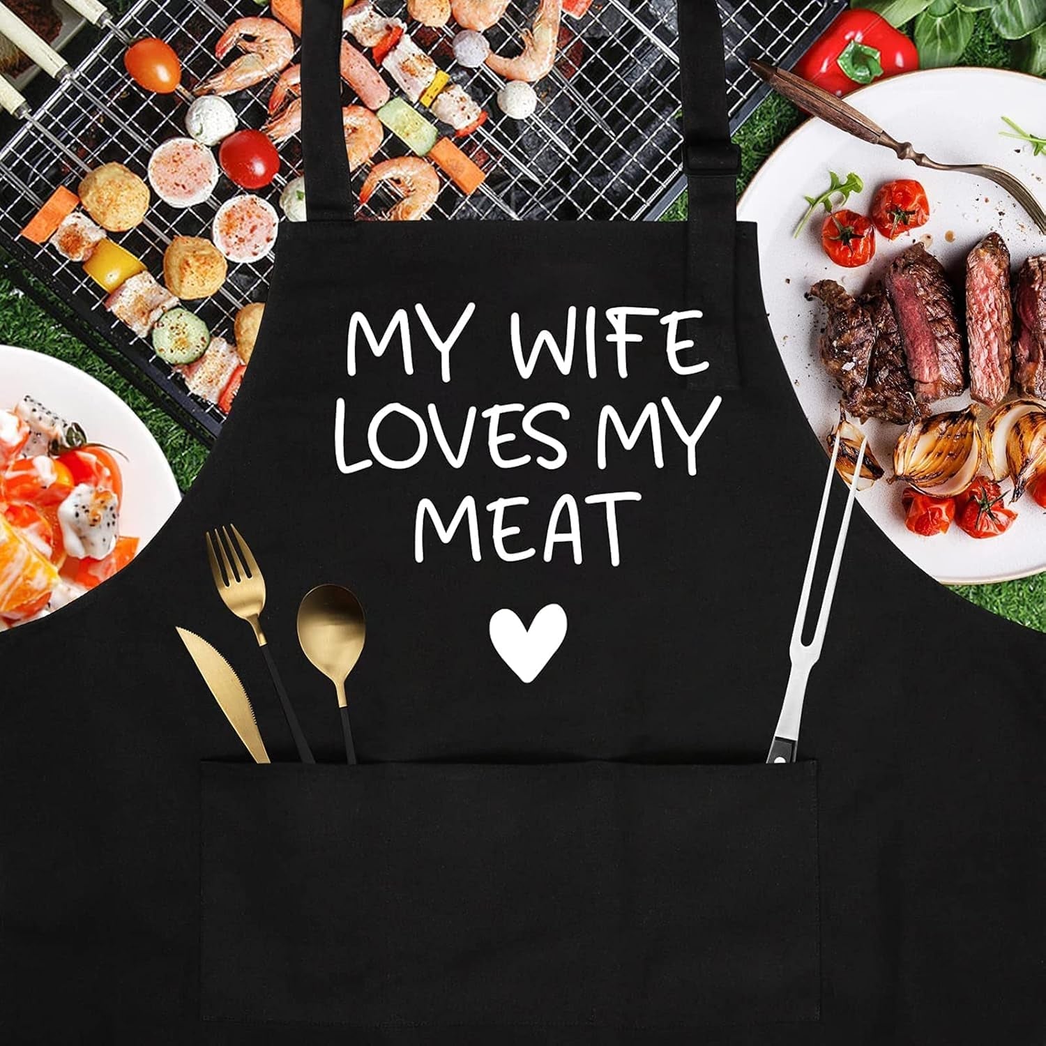 Fairy'S Gift Funny Husband Apron - Men'S Anniversary. Fathers Day. Cool Birthday Gifts for Him. Husband Gifts from Wife - Manly Presents for Men. Kitchen Aprons with Pockets for Cooking Hubby. Him