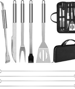 BBQ Utensil Set Stainless Steel Professional Barbecue Accessories Grill Tool with Bag Easy to Carry (9)