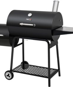 CC1830M 30-Inch Barrel Charcoal Grill with Offset Smoker. 811 Square Inches. Outdoor Backyard. Patio and Parties. Black. Large