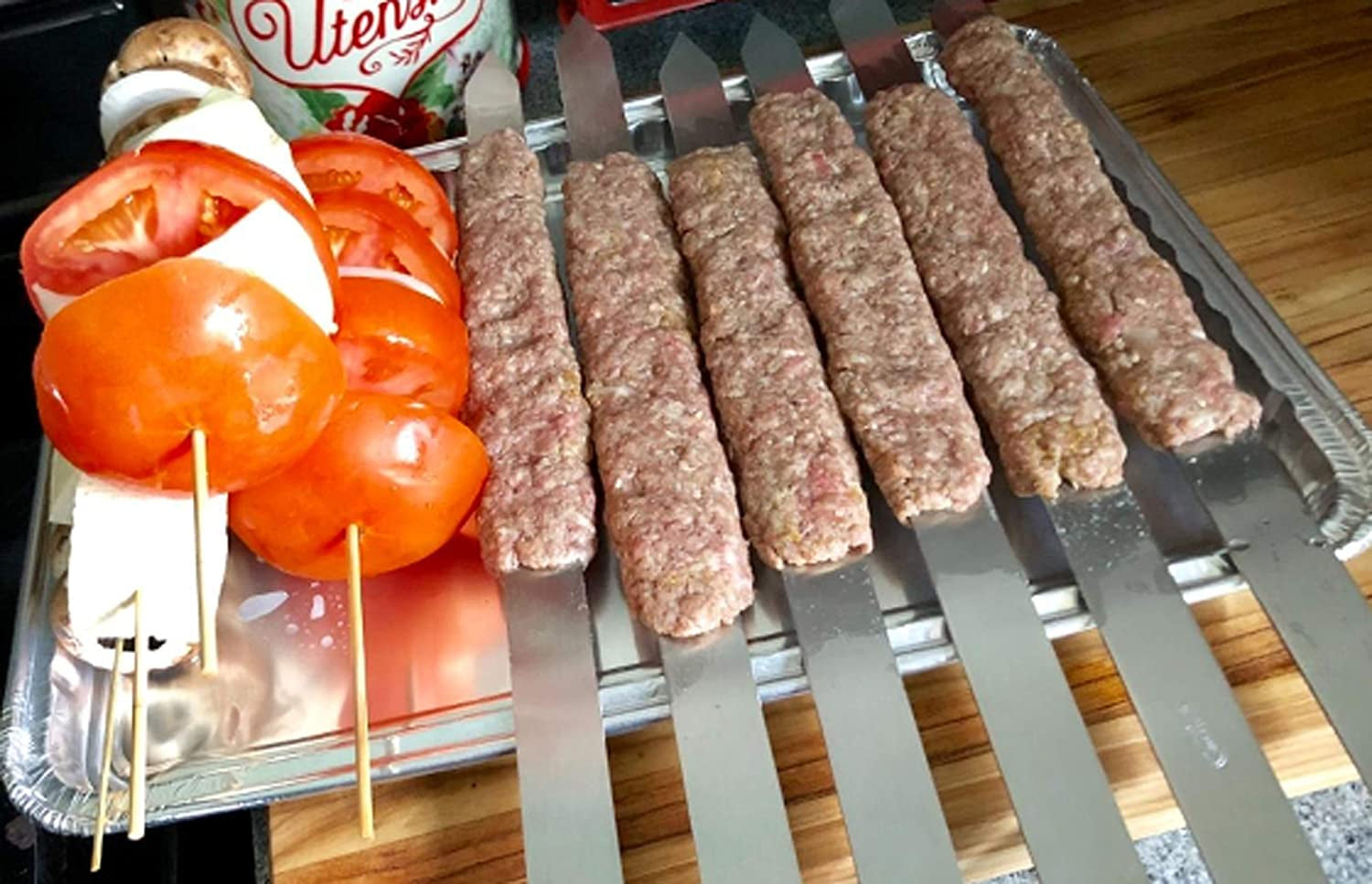 G & F Products 25619 2020 23 Inch Long 5/8 Inch Wide 2Mm Thin Stainless Steel BBQ Skewer 8 Piece. Silver - Image 4