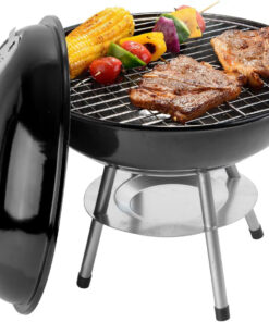 Alpine Cuisine Premium 14 Charcoal BBQ Grill round for Outdoor Cooking. Barbecue Coal Kettle Bowl Grill Portable Heavy Duty round with Legs Grilling for Tailgating Patio Backyard Camping - Black