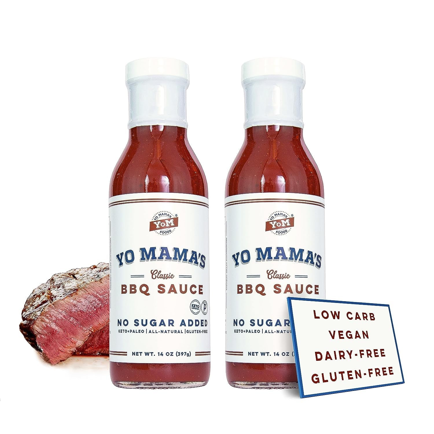 Keto Barbecue BBQ Sauce by Yo Mama'S Foods – (Pack of 2) - Vegan. No Sugar Added. Low Carb. Low Sodium. Gluten Free. Paleo. and Made with Whole Non-Gmo Tomatoes!