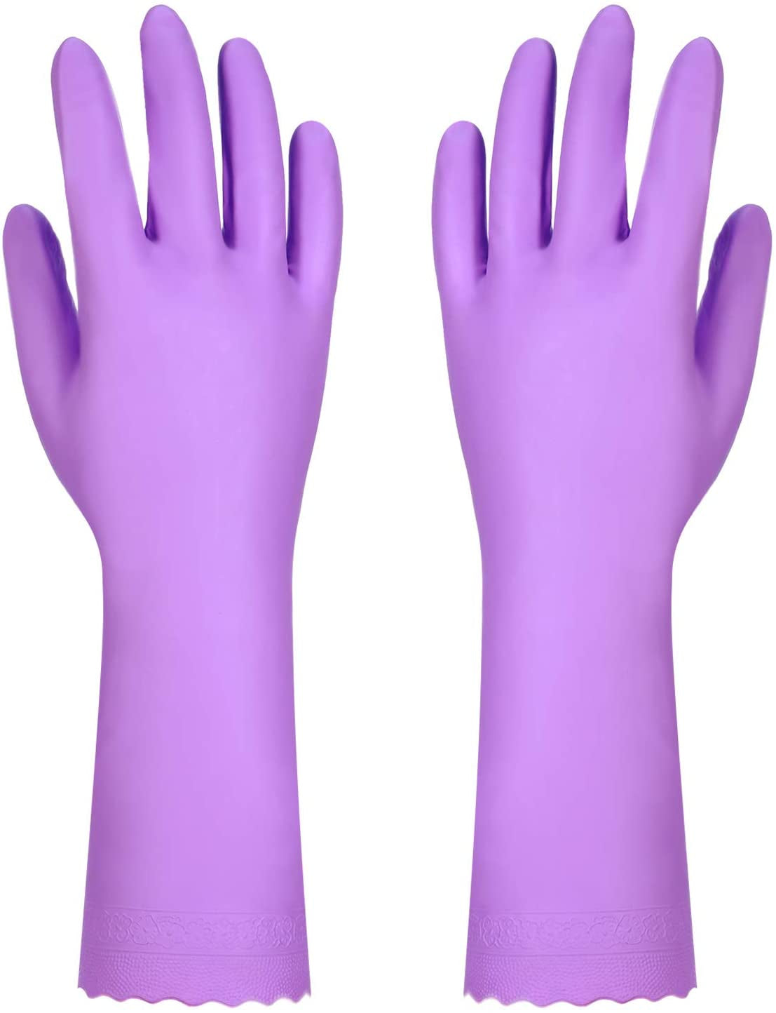 Reusable Dishwashing Cleaning Gloves with Latex Free. Cotton Lining.Kitchen Gloves 2 Pairs.Purple+Blue - Image 3