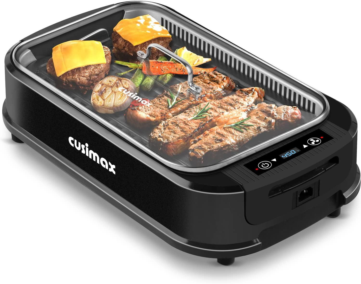 Smokeless Grill Indoor. Electric Grill. 1500W Grill Portable Korean BBQ Grill with LED Smart Display & Tempered Glass Lid. Non-Stick Removable Grill Plate. Dishwasher Safe. Black