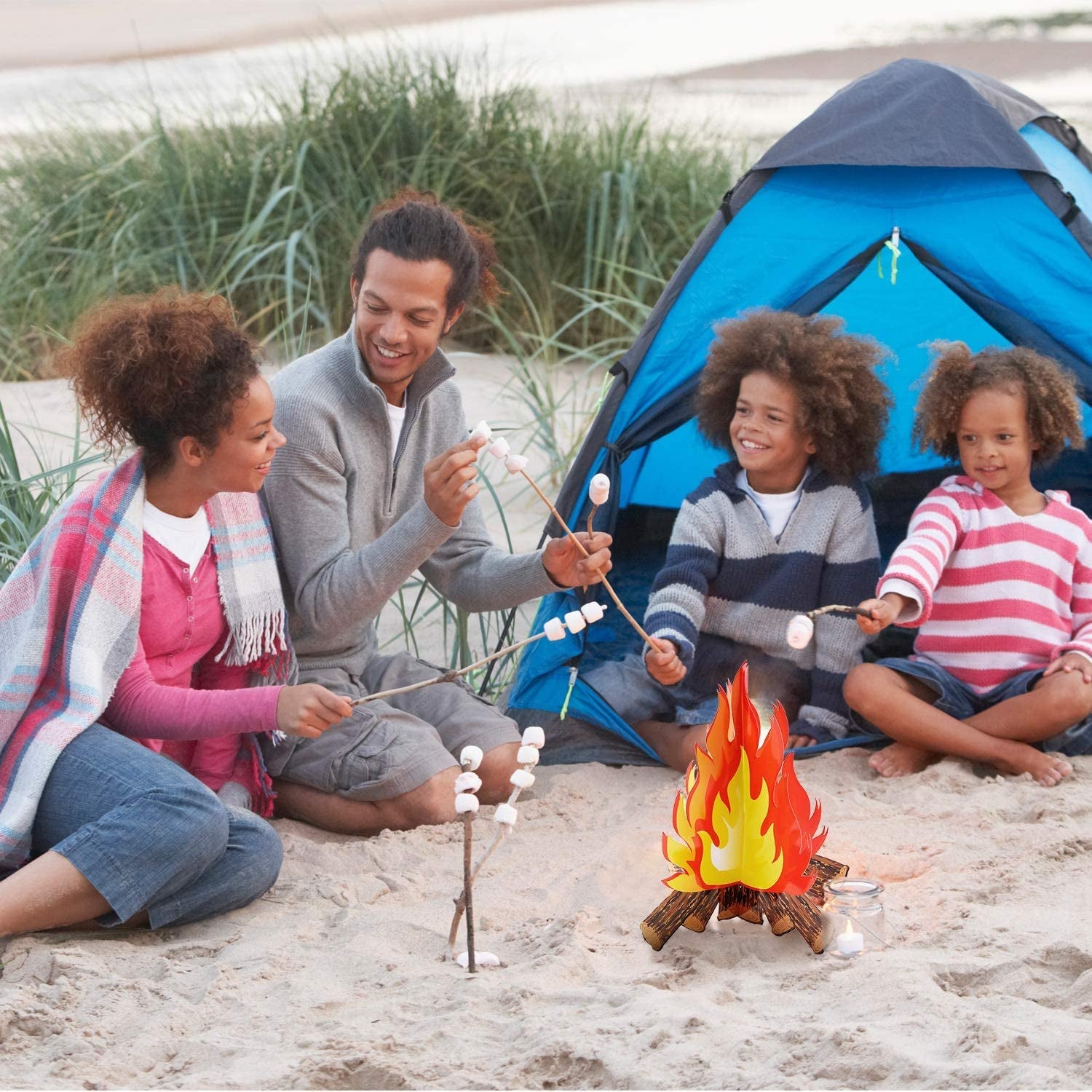 12 Inch Tall Artificial Fire Fake Flame Paper 3D Decorative Cardboard Campfire Centerpiece Flame Torch for Campfire Party Decorations (2) - Image 5