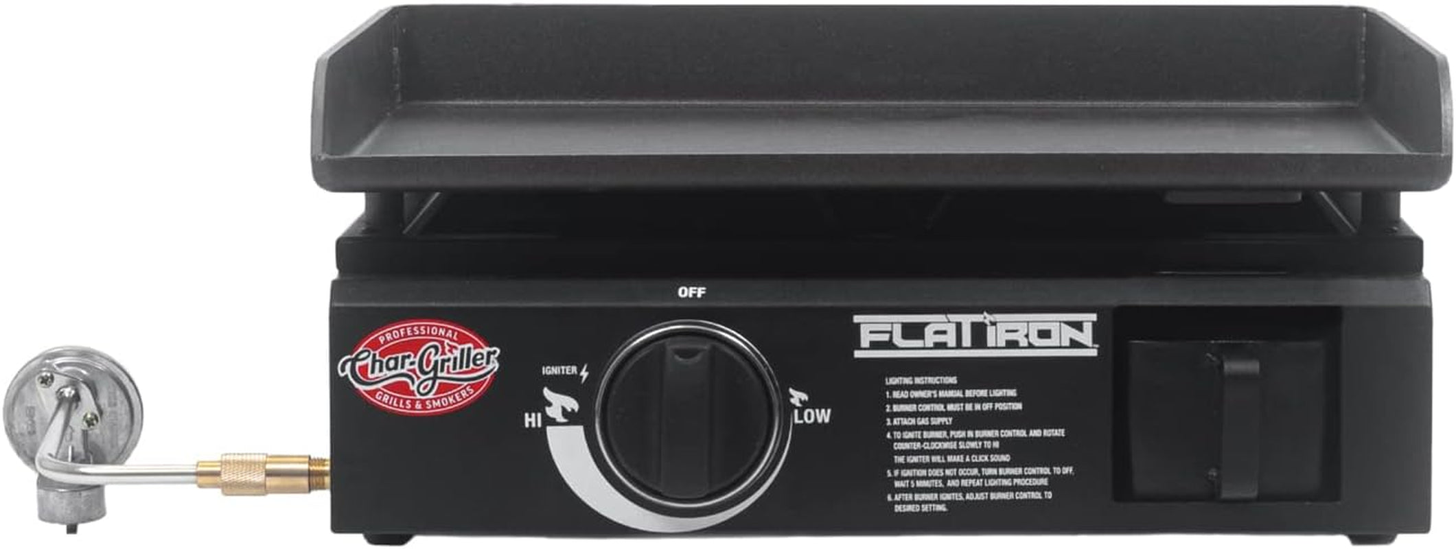 E8217 Flat Iron Portable Table Top 17 Gas Griddle Propane Grill. Black