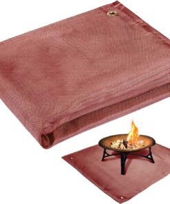 Fire Pit Mat - 39.4 * 37.8In Fireproof Stove Grill Mats Blanket for Wood Deck Insulation. Camping BBQ Temperature Resistant Rugs Accessories for outside Indoor Lawn Protection - Brown