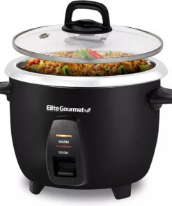 Elite Gourmet ERC2010B Electric Rice Cooker with Stainless Steel Inner Pot Makes Soups. Stews. Porridge'S. Grains and Cereals. 10 Cups Cooked (5 Cups Uncooked). Black