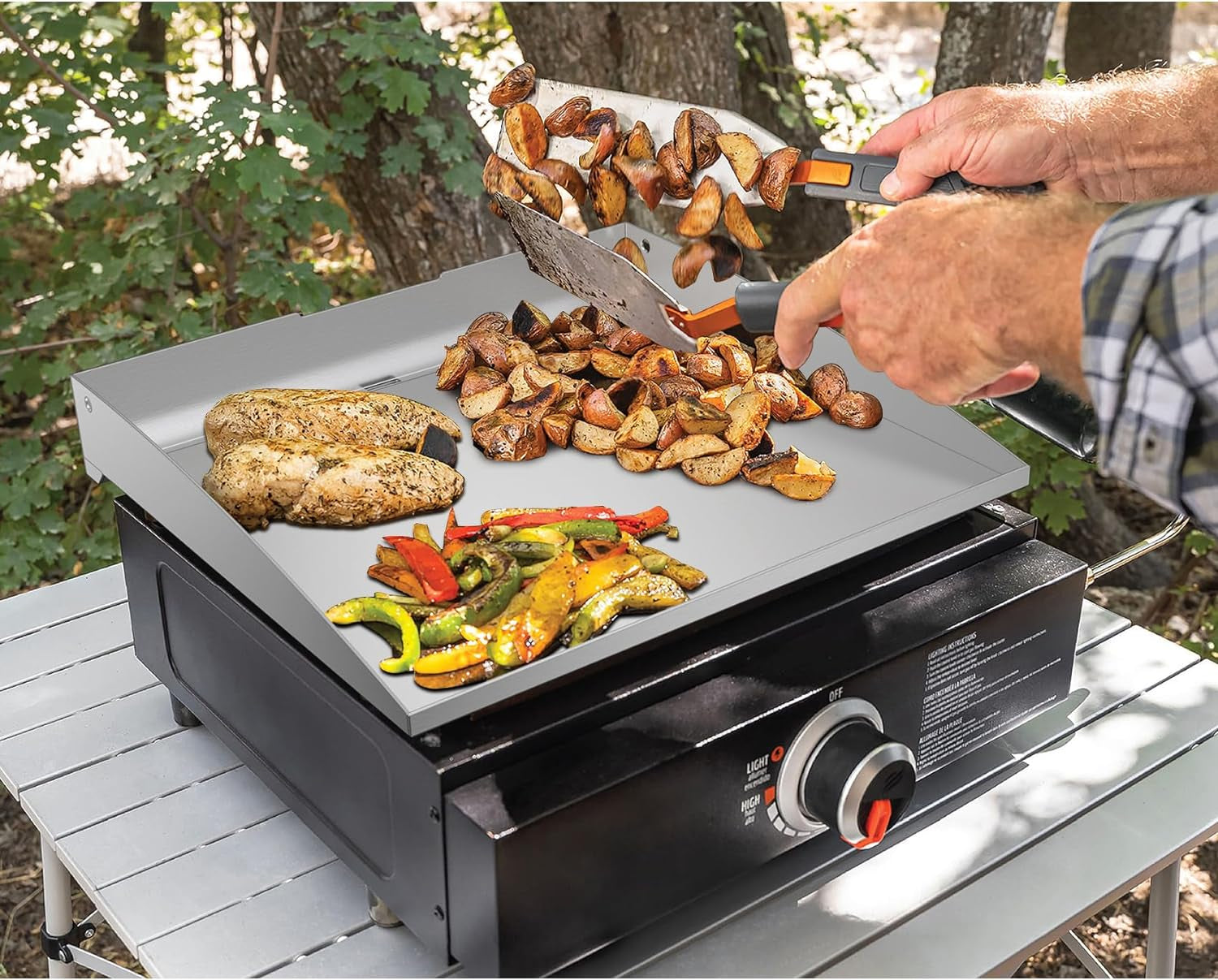 Stainless Steel Flat Top Griddle for Blackstone 17 Inch Tabletop Grill Station. Griddle Replacement Top with Rear Grease System - Image 6