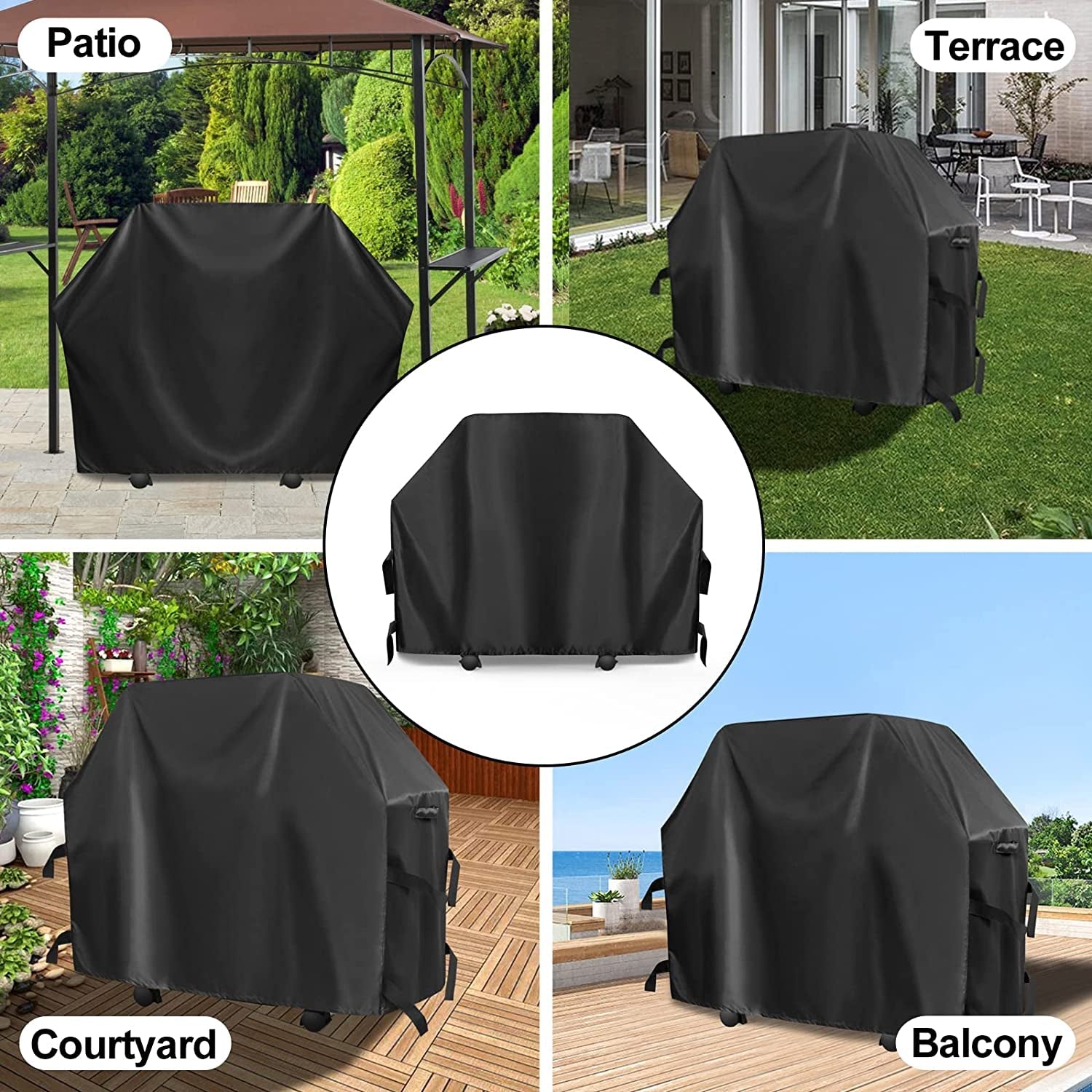 Outdoorlines Waterproof Heavy Duty BBQ Grill Cover - Universal Barbecue Grill Covers UV Resistant Barbeque Gas Grill Cover for Outdoor Universal Grills. 58L X 24W X 44H Inch. Black - Image 7