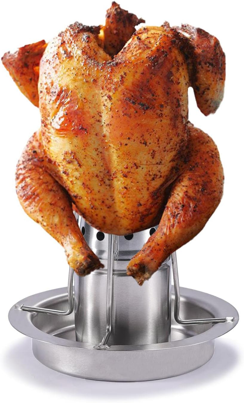 AMOZO Beer Can Chicken Roaster Stand - the New Stainless Steel Chicken Holder - Poultry Roasters with Flavouring Container.(1 Pack) - Image 3