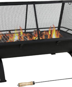Sunnydaze 36-Inch Northland Steel Outdoor Fire Pit - Outdoor Fireplace for Patio with Grill. Spark Screen. and Protective Cover