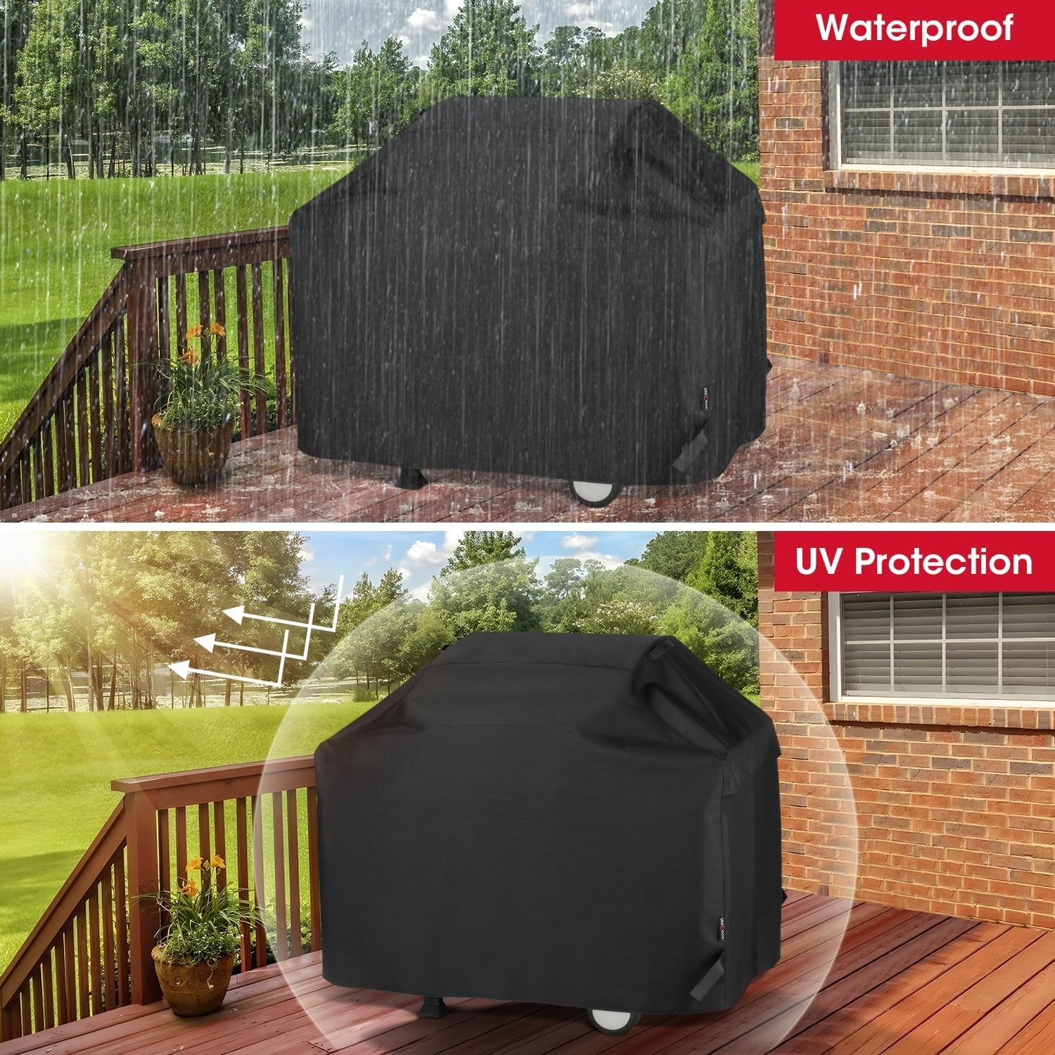 Unicook Heavy Duty Waterproof Barbecue Gas Grill Cover. 65-Inch BBQ Cover. Special Fade and UV Resistant Material. Durable and Convenient. Fits Grills of Weber Char-Broil Nexgrill Brinkmann and More - Image 8