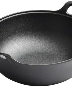Cast Iron Wok with Handles. Pre-Seasoned Cast Iron Grilling Wok. Use in the Oven. on the Stove. or on the Grill (10 Inch)