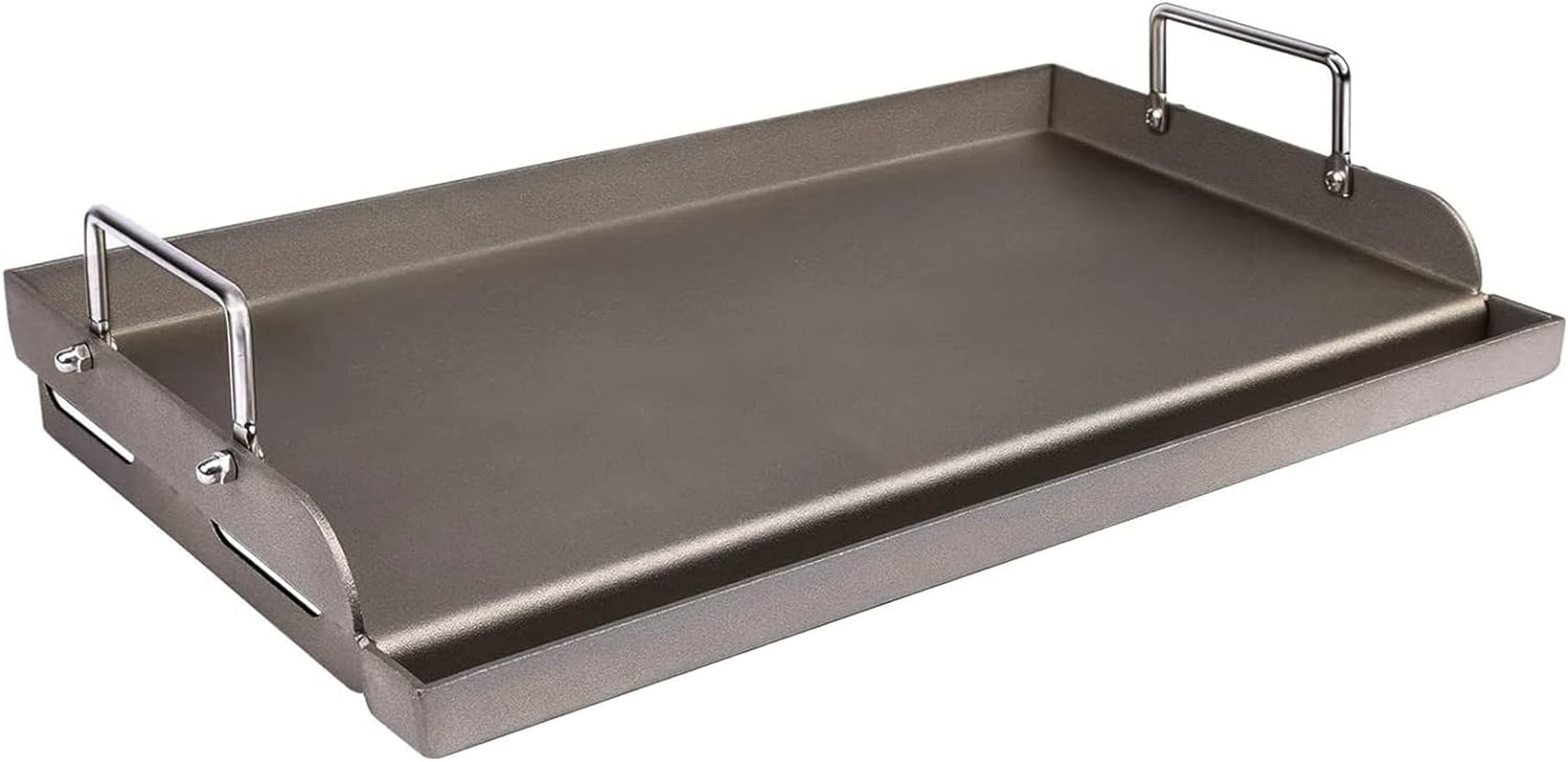 Universal Fry Griddle for Gas Grill. 25X 16 Metal Cooking Griddle Pan Large Flat Top Plate for Gas Stove. Charcoal Electric Grills Fits Camping Stove Outdoor Tailgating Parties Grilling