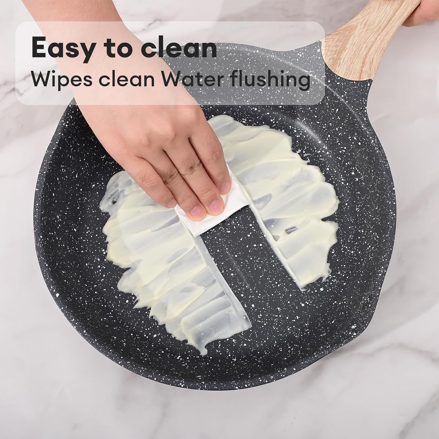 JEETEE Pots and Pans Set Nonstick 23Pcs. Healthy Kitchen Cookware Sets. Induction Cooking Set W/Gray Granite Stone Frying Pans. Saucepans. Sauté Pan. Griddle Pan & Crepe Pan (PFOA Free) - Image 8