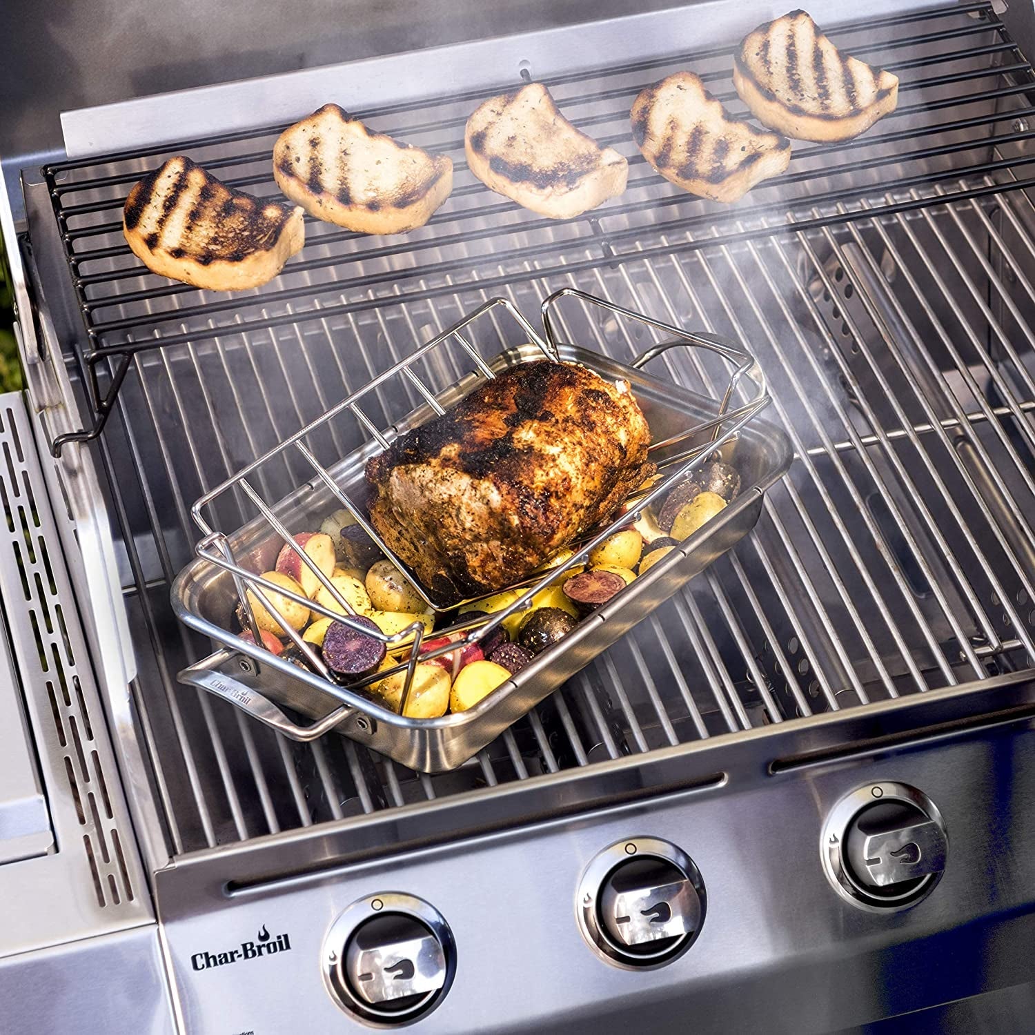 Char-Broil 1944364R04 Grill plus Rib & Roast Rack. 4.5X13.75X4.39. Silver - Image 5