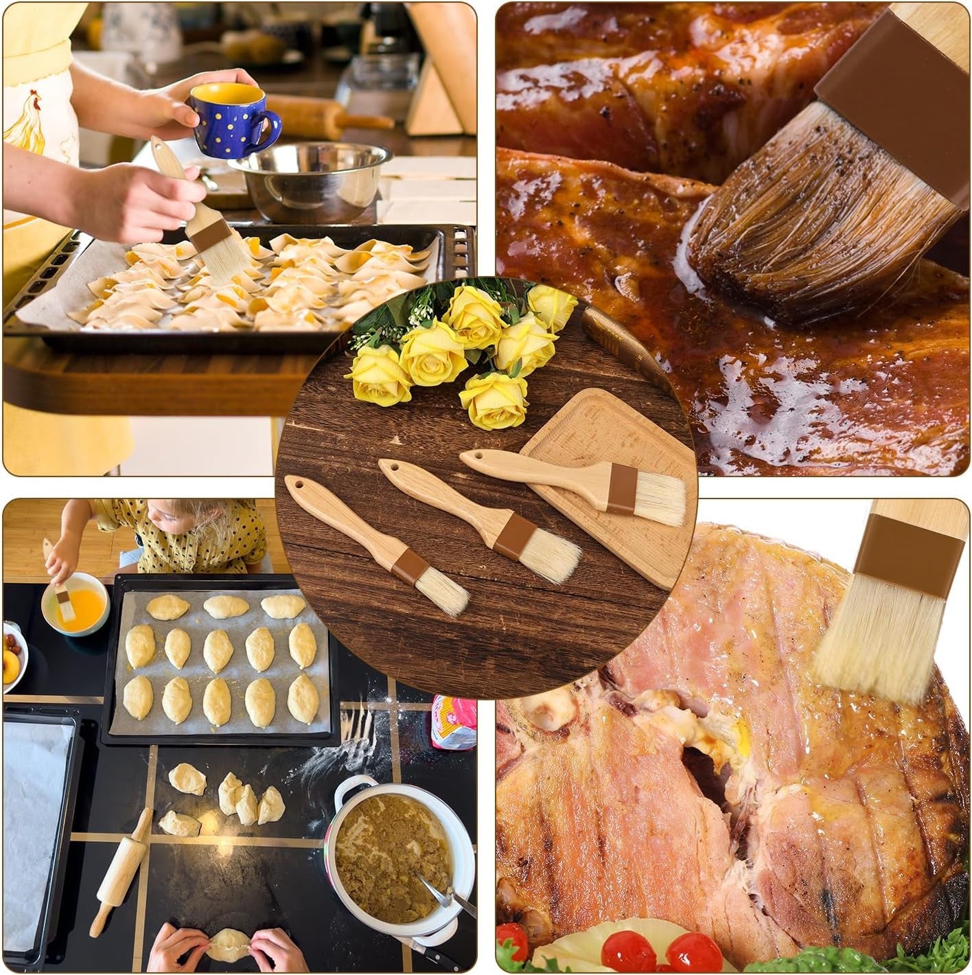 3Pcs Pastry Basting Brushes. Oil Brush for Cooking Boar Bristle Brushes BBQ Brushes for Sauce Kitchen Brush Pastry Brush for Oil Egg Spread Marinade Sauce (Small + Medium+Large) - Image 7