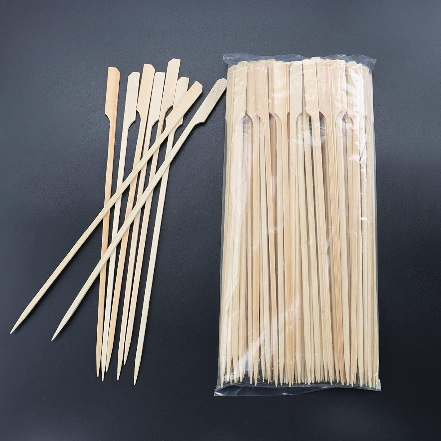 10-Inch Skewer for BBQ Kebab. Unbleached Long Bamboo/Wood Roasting Sticks for Grill -Heavy Duty Thickness -Flat Stick Flag Handle -With Dust-Free Packaging (100-Pack) - Image 9