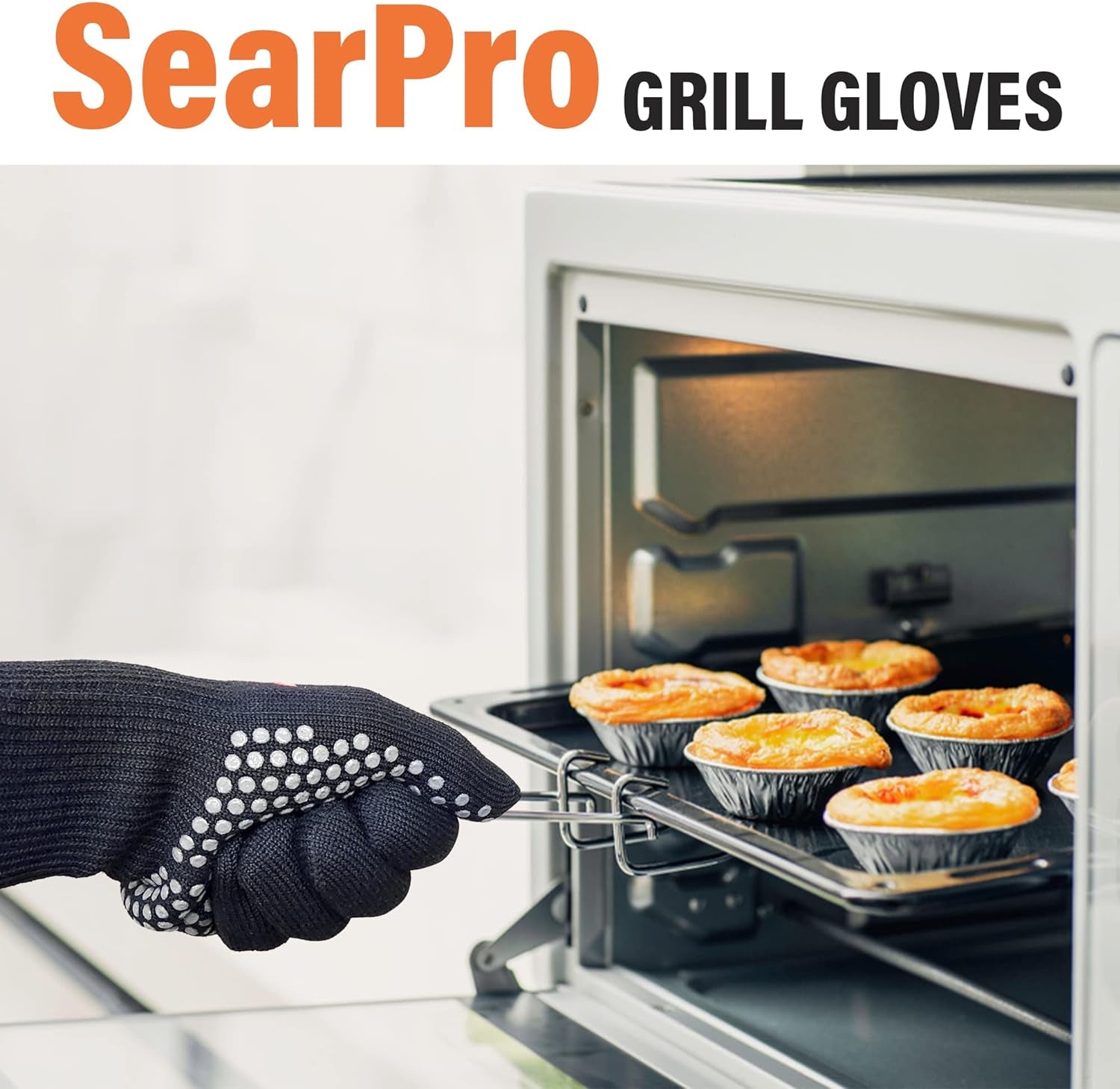 BBQ Grill Gloves Cooking Oven Mitts Fire Heat Resistant to 1400 Degrees Accessories for Barbecue Smoker Egg Fryer Hamburgers Pizza Steaks- Crock Pots/Slow Cookers -USA Owned Company- - Image 8