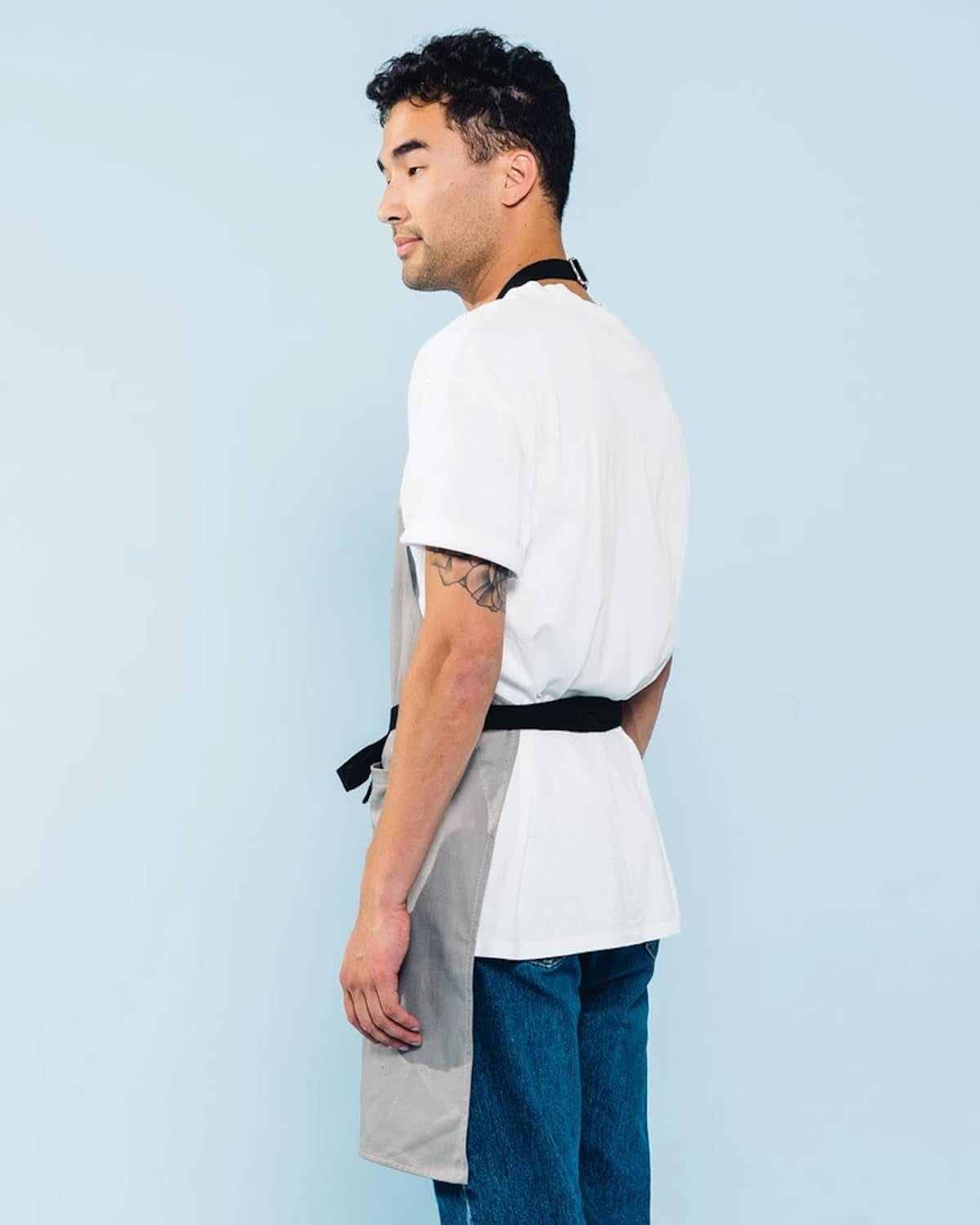 Daily Cotton Kitchen Apron for Cooking- Mens and Womens Professional Chef or Server Bib Apron - Adjustable Straps with Pockets and Towel Loop (Grey) - Image 6