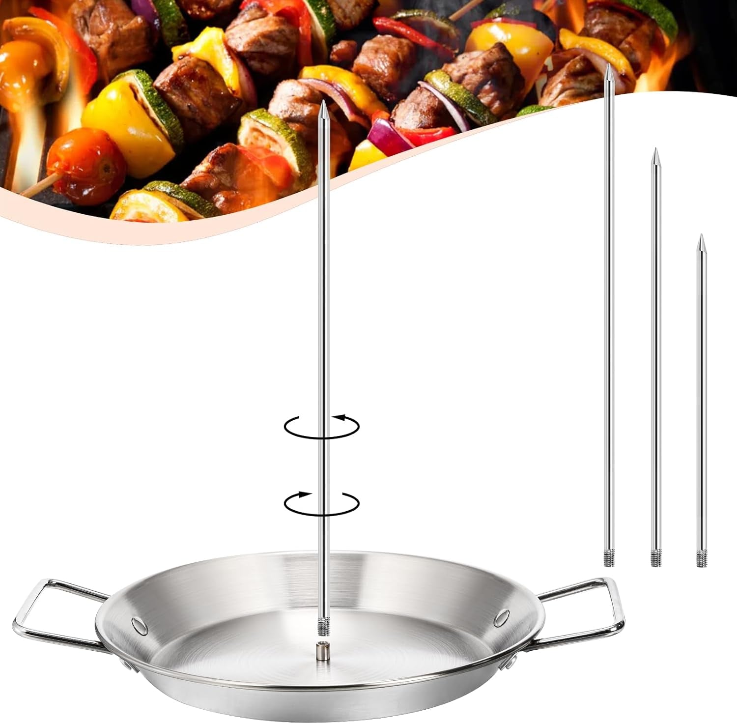 Noamus Vertical Skewer for Grill. Stainless Steel Stand Skewer. Pastor Skewer with Removable 3 Size Spikes (8. 10. 12). Tacos Gyros-Bbq Grilling Pan Accessory for Smoker Kamado Grill Oven Dishes - Image 7