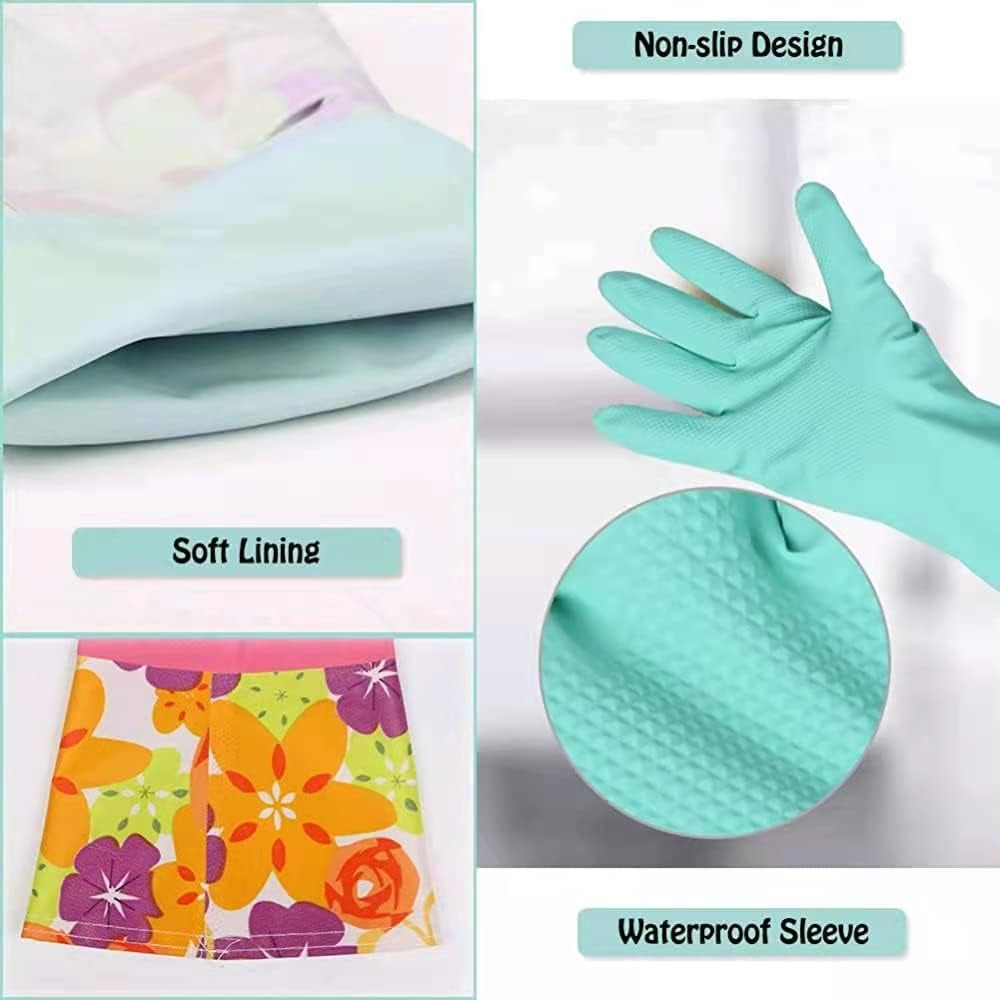 Dishwashing Rubber Gloves. Non-Slip Household Laundry Kitchen Cleaning Gloves. Reusable PU Waterproof Latex Gloves - Image 5