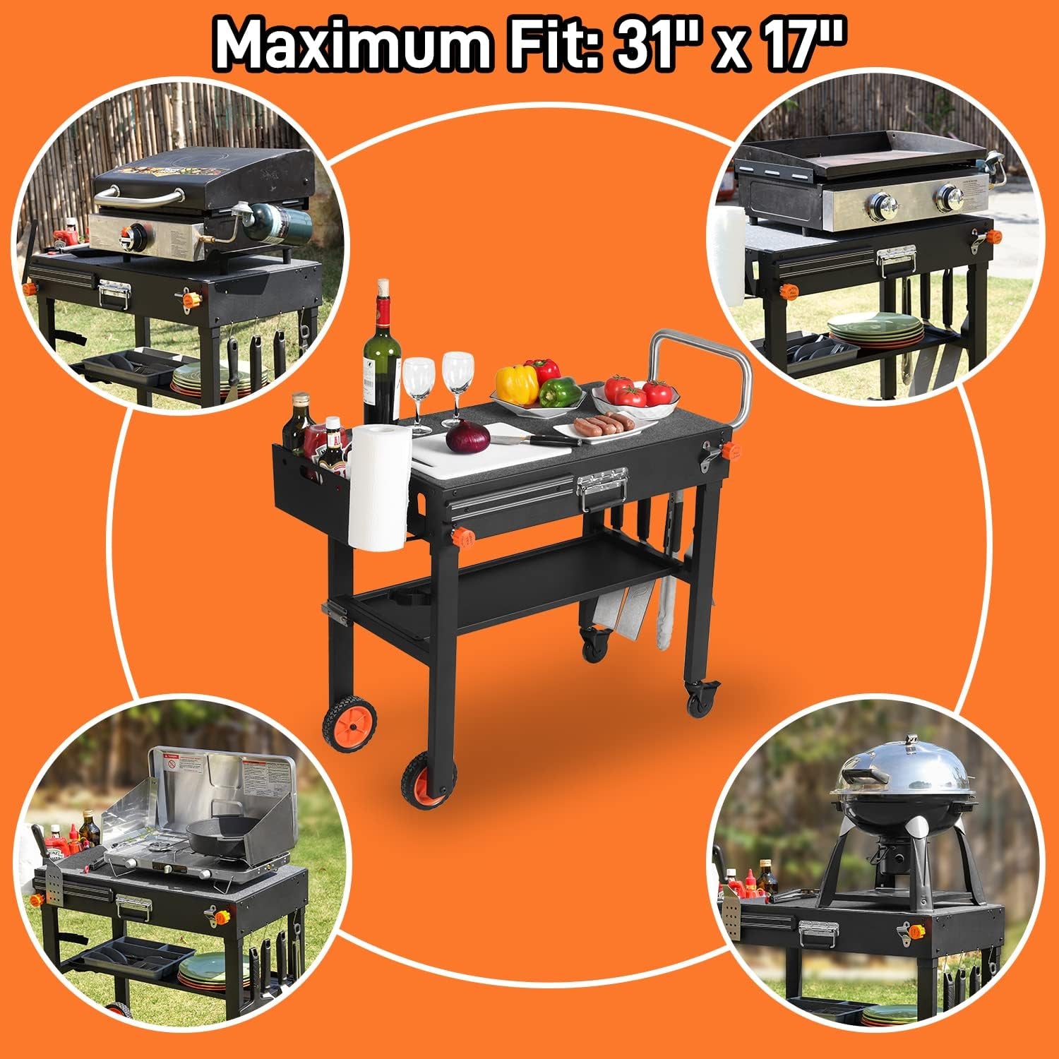 Grill Table for Blackstone Griddle. Portable Griddle Table with Caddy - Fit 17 or 22 Other Tabletop Grill. Foldable Ninja Grill Stand& Blackstone Griddle Stand for Outdoor Tailgating-Camping - Image 5