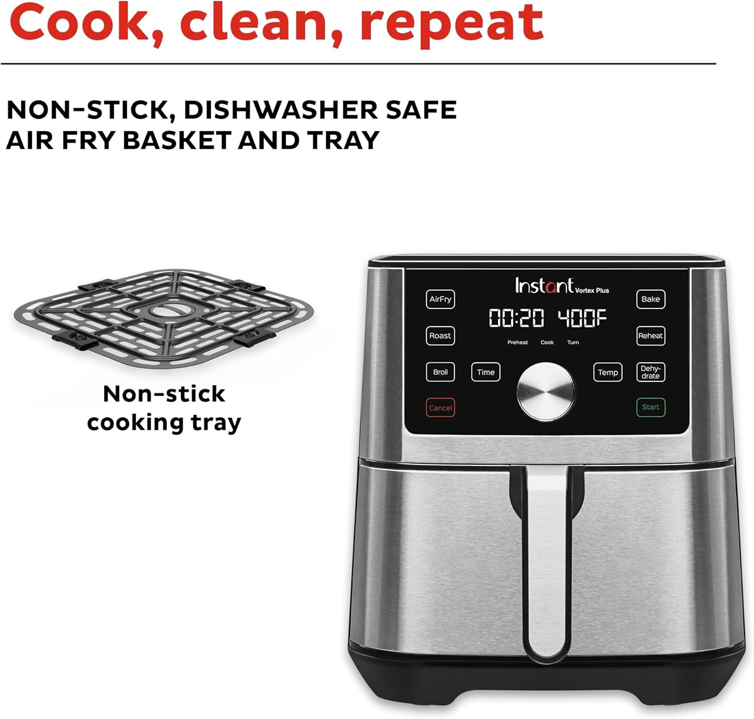 Instant Pot Vortex plus 6QT XL Air Fryer. 6-In-1. Broils. Dehydrates. Crisps. Roasts. Reheats. Bakes for Quick Easy Meals. 100+ In-App Recipes. Dishwasher-Safe. from the Makers of Instant Pot. Black - Image 7