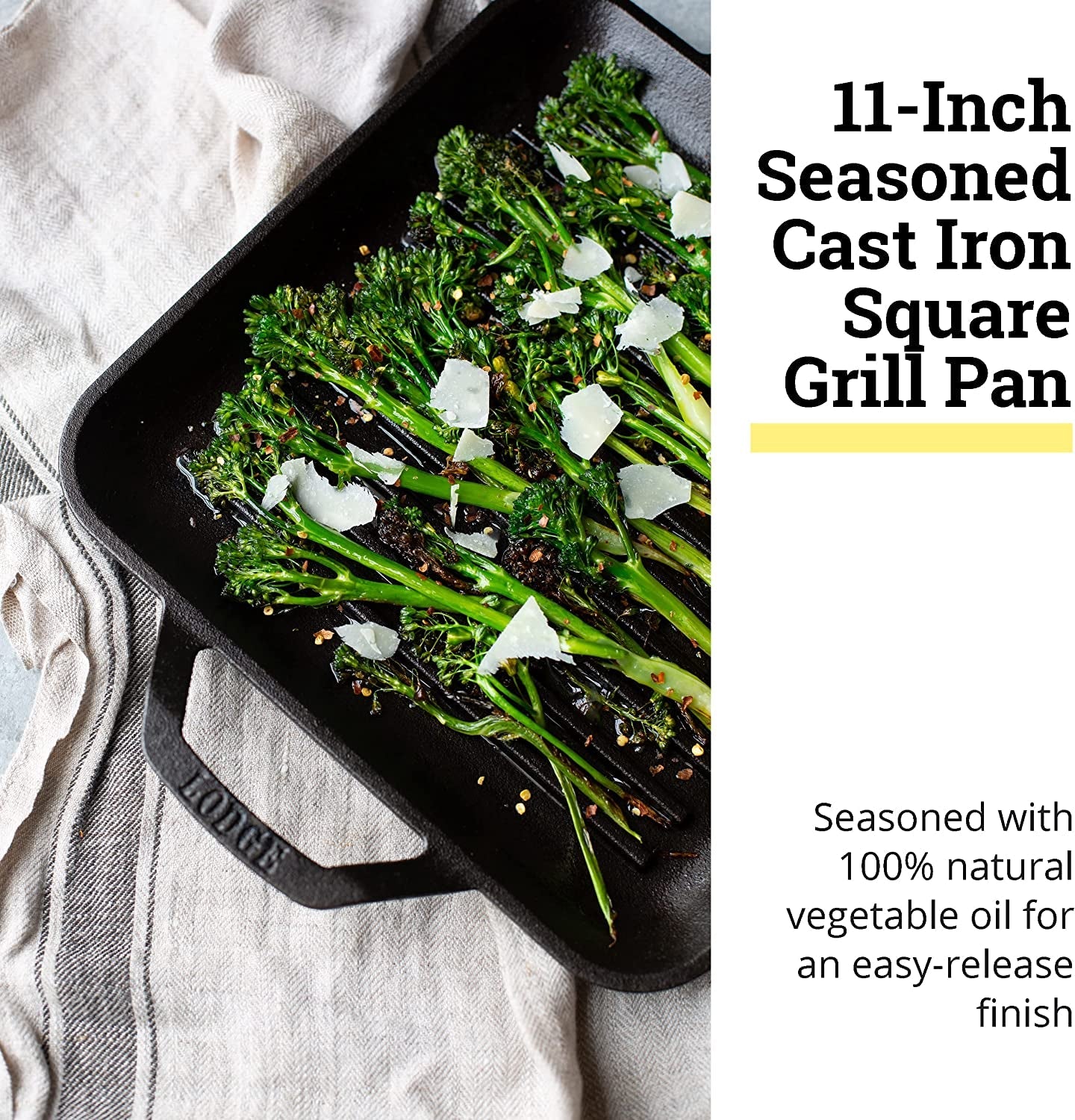 Cast Iron Chef Collection Square Grill Pan. Pre-Seasoned - 11 In - Image 2