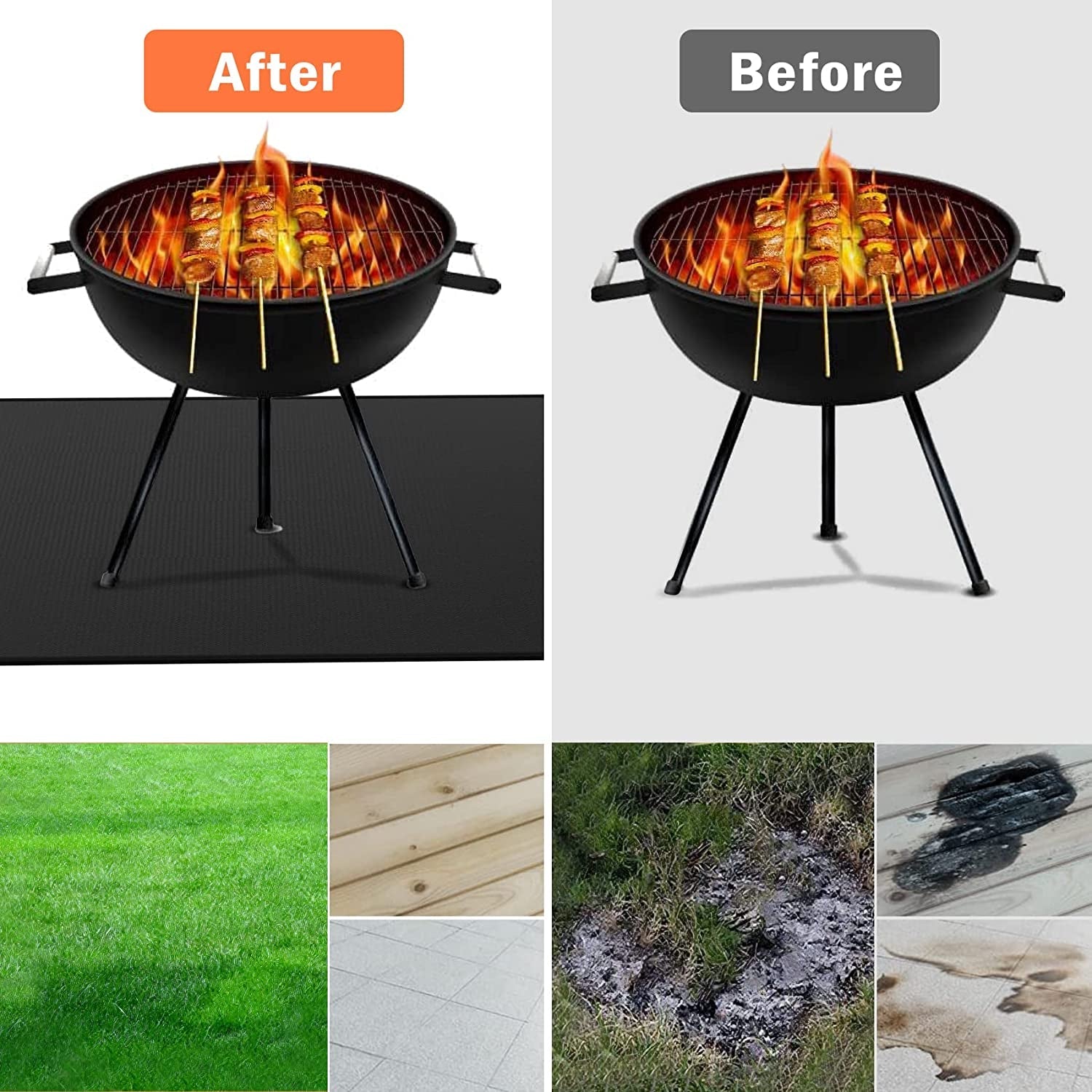 48 * 30 under Grill Mats for Outdoor Grill Deck Protector. Double-Sided Fireproof Deck and Patio Protective Mat. BBQ Mat for under BBQ. Oil-Proof Mat for Gas Grills. Waterproof Grill Floor Pads - Image 5