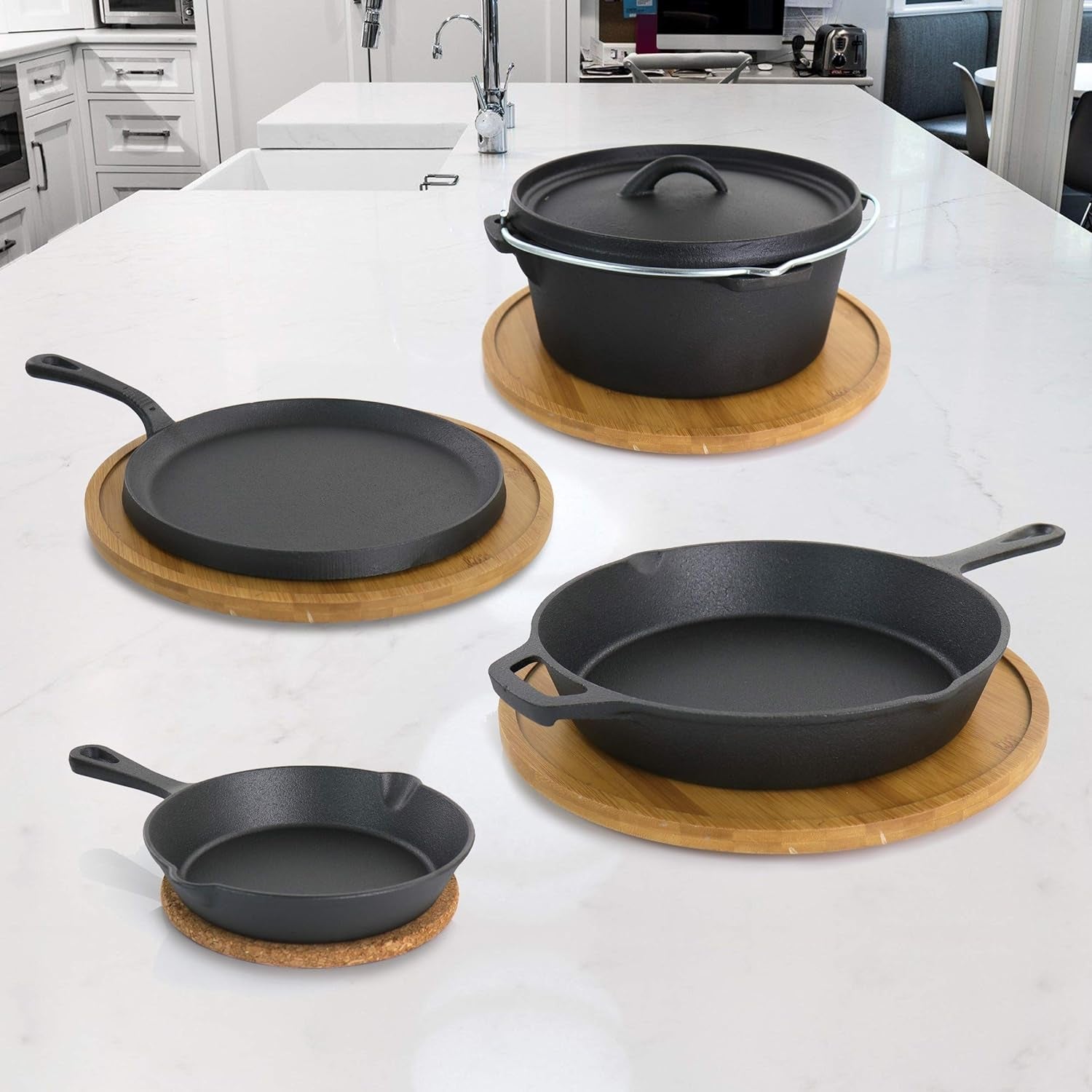 Megachef Assorted Pre-Seasoned OVEN SAFE. Cast Iron Cookware Set. 5 Piece. Black - Image 7