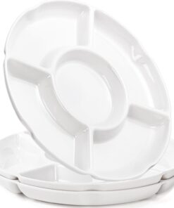 3 Pack Divided Serving Tray. 13 Inch Unbreakable Chip and Dip Platter. Melamine Appetizer Serving Plate. 5 Sectional Party Snack Relish Tray for Serving Food. Nuts. Candy. Dried Fruit. Veggies