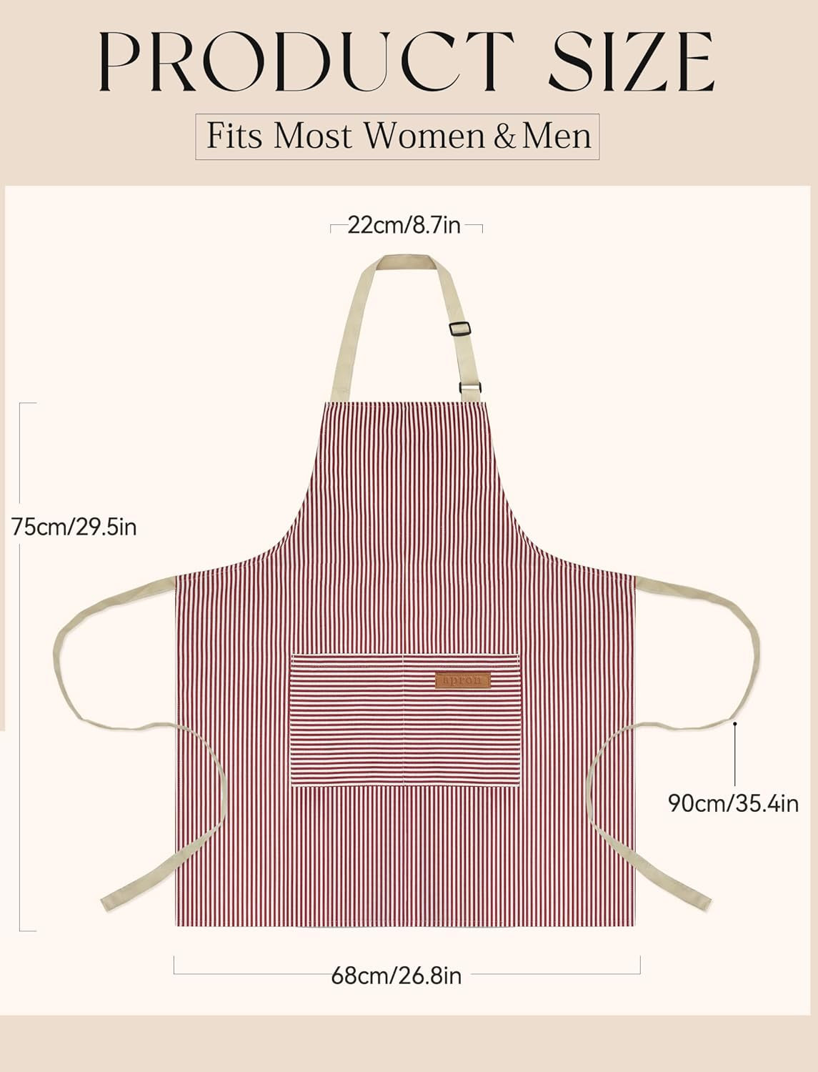 2 Pack Kitchen Cooking Aprons. Soft Aprons for Women Men with 2 Pockets Chef Apron with Adjustable Neck Strap and Long Tie - Image 2