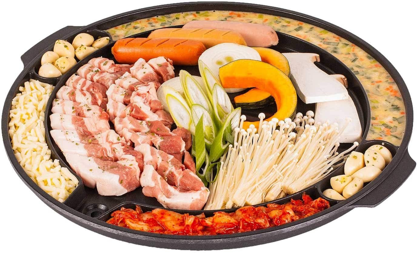 - Master Grill Pan. Korean Traditional BBQ Grill Pan - Stovetop Nonstick Indoor/Outdoor Smokeless BBQ Cast Aluminum Grill Pan