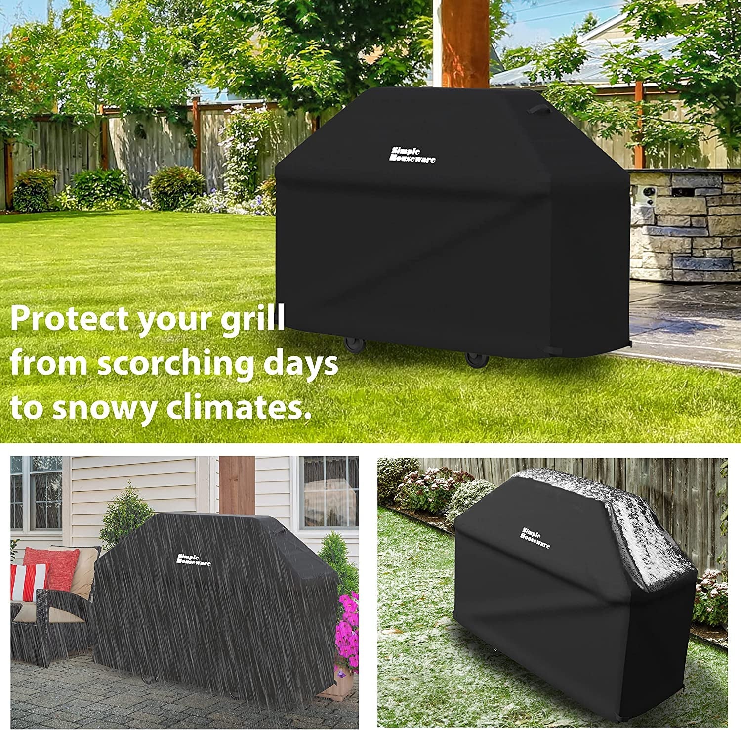 Simple Houseware 72-Inch Waterproof Heavy Duty Gas BBQ Grill Cover. Weather-Resistant Polyester - Image 4