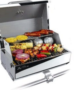 Kuuma Stow N'Go 216 Elite Propane Grill | Features Built-In Thermometer & Push-Button Igniter | Includes Fold Away Legs & Removable Warming Rack | Use as Camping Stove and More (58155)