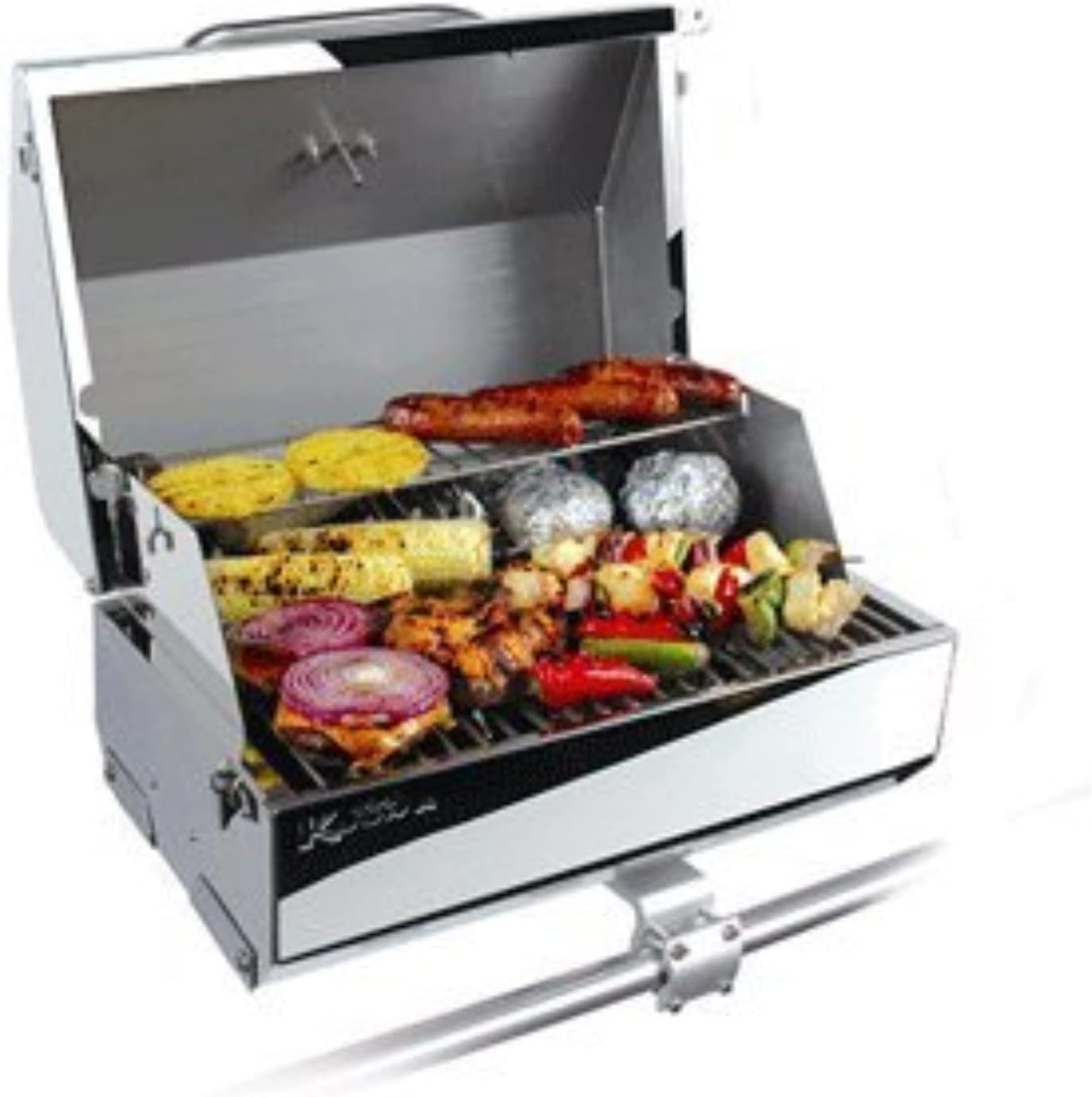 Kuuma Stow N'Go 216 Elite Propane Grill | Features Built-In Thermometer & Push-Button Igniter | Includes Fold Away Legs & Removable Warming Rack | Use as Camping Stove and More (58155)
