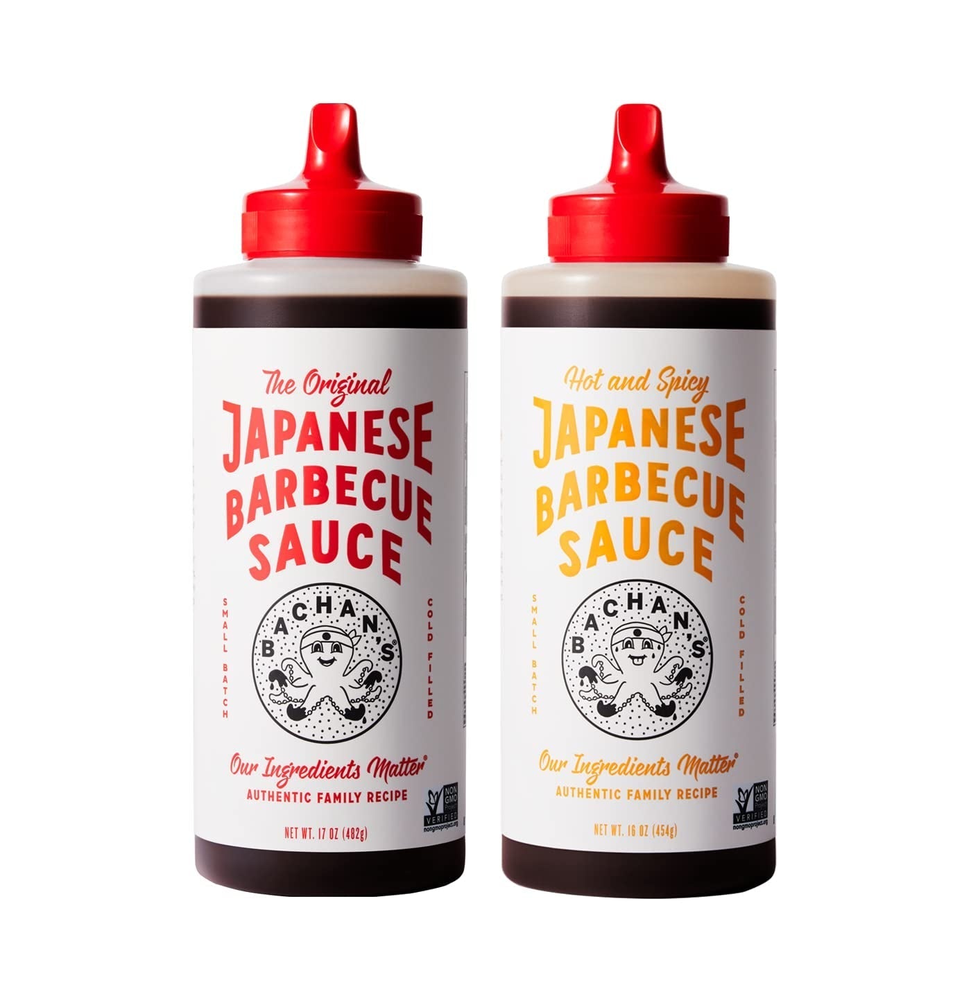 Bachan'S Variety Pack Japanese Barbecue Sauce. (1) Original (1) Hot and Spicy. BBQ Sauce for Wings. Chicken. Beef. Pork. Seafood. Noodles. and More. Non GMO. No Preservatives. Vegan. BPA Free