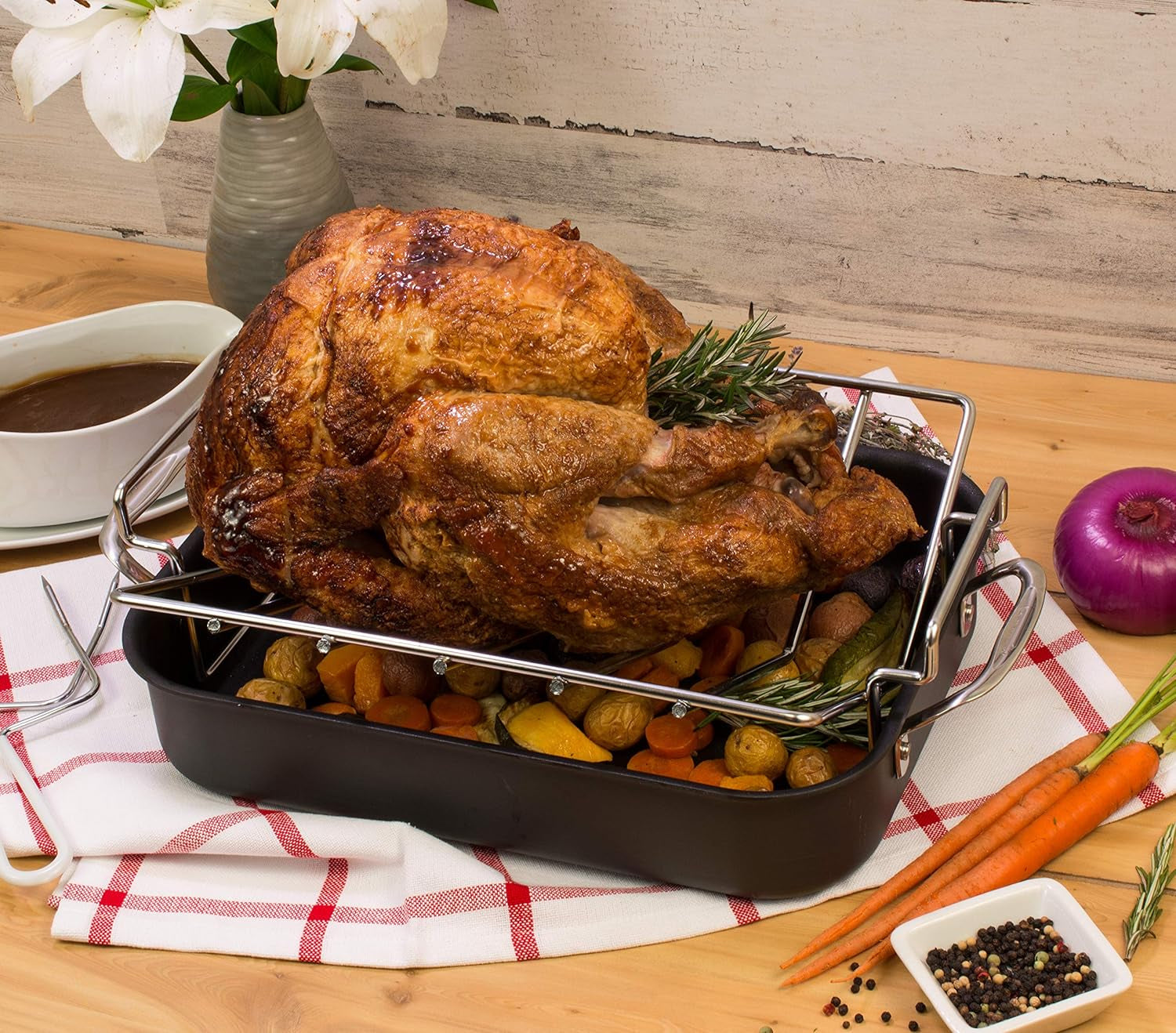 HIC Kitchen Roasting Pro V-Shaped Baking Rack - Premium Heavyweight Non-Stick Steel Wire. 16 X 10.25 Inches - Ideal for All-Over Browning. Oven Safe to 500°F - Image 4