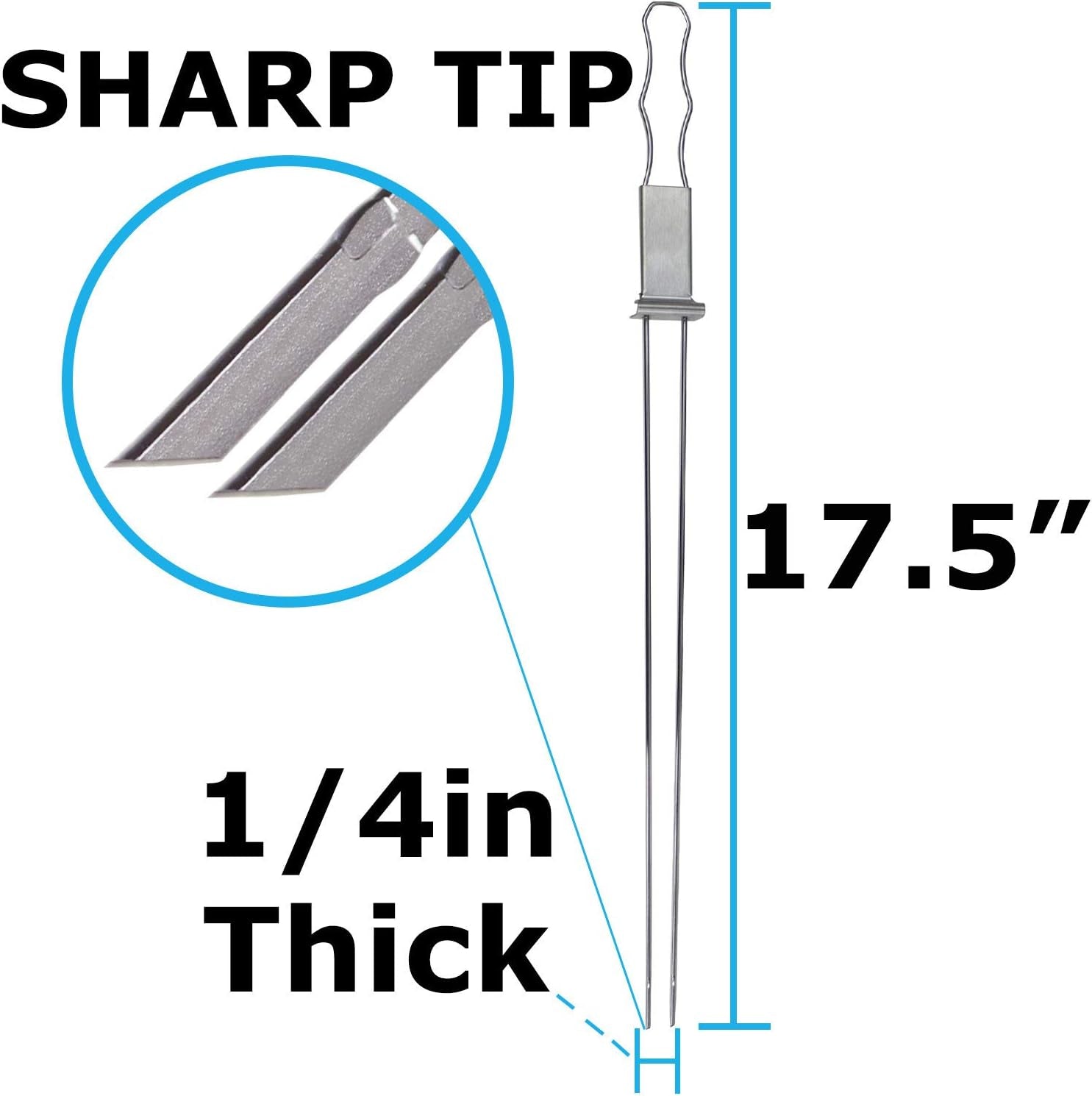 Blue Donuts 10 Pack Kabob Skewers for Grilling 17 Inch – Kabob Skewers with Push Bar. Stainless Steel Skewers with Comfortable Handle Grip. BBQ Grilling Accessories - Image 3