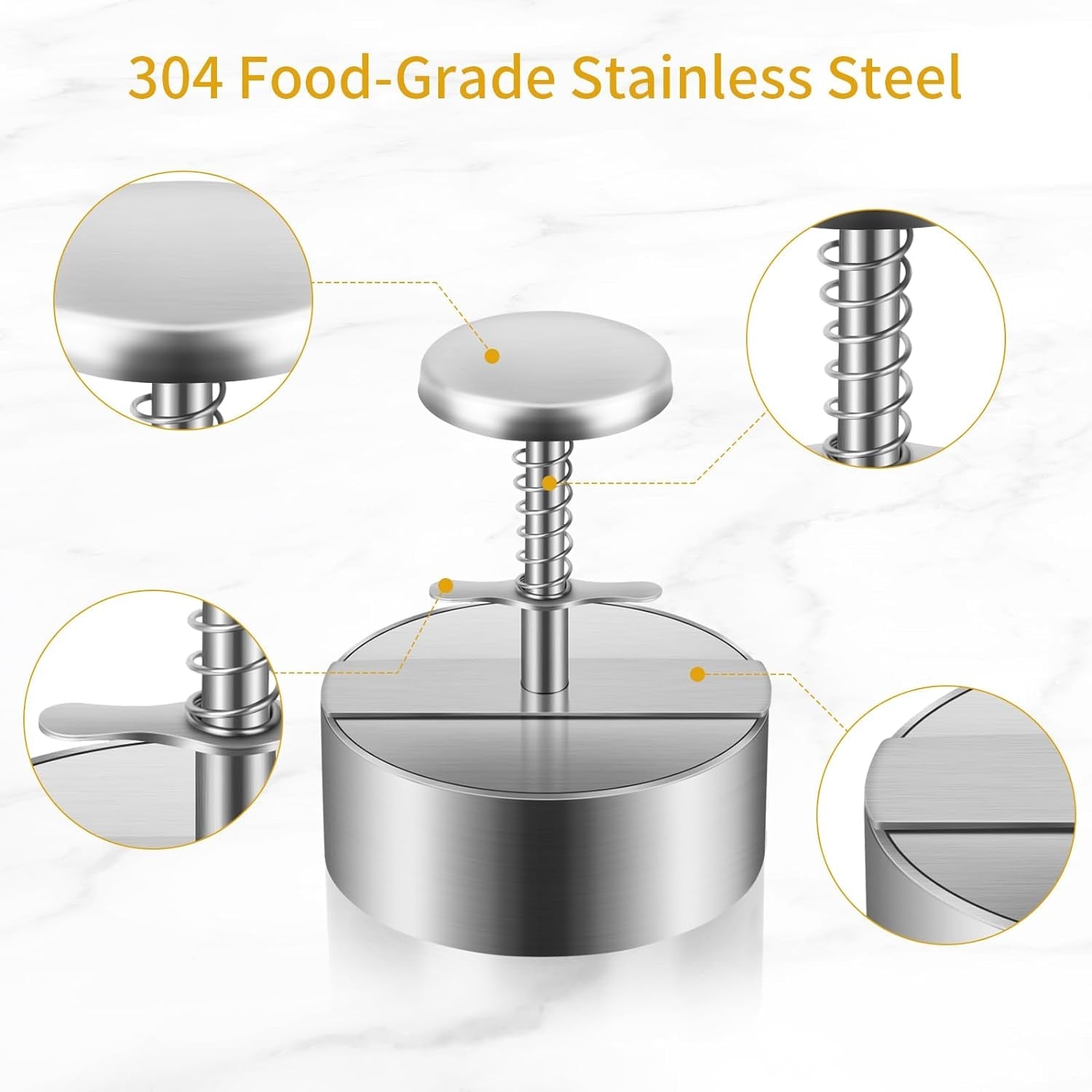 Diveken Burger Press. Stainless Steel Hamburger Patty Maker. 5.5 Inch Adjustable Burger Patty Maker. Patty Making Mold for Meat. Vegetables. Beef. BBQ Barbecue Homemade Hamburger - Image 3