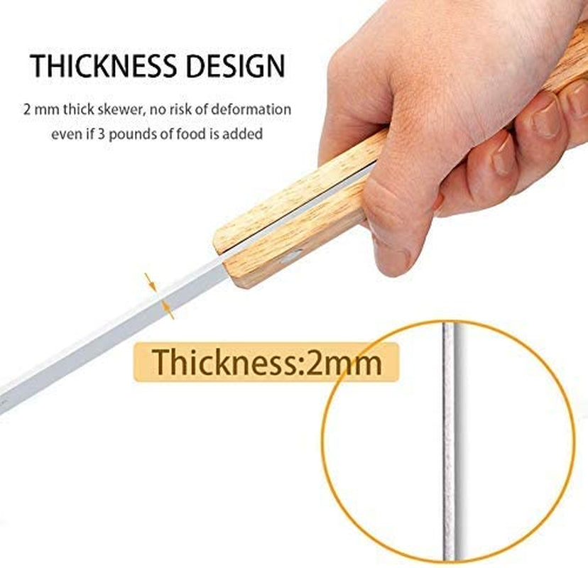 Goutime Kabob Skewers.23 Inch Long.1 Inch Wide. Metal Stainless Steel BBQ Skewer with Wooden Handle for Grilling Koubideh Persian Brazilian Chicken Shish Kebab.Set of 7 with Bag - Image 6