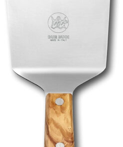 DUE BUOI Wide Spatula Olive Wood Handled and Stainless Steel Rivets - Blade 4 X 6.1/3 - Good for Burger Kitchen Bbq Grill Griddle Pastry. Non-Stick Durable. ICQ Approved.