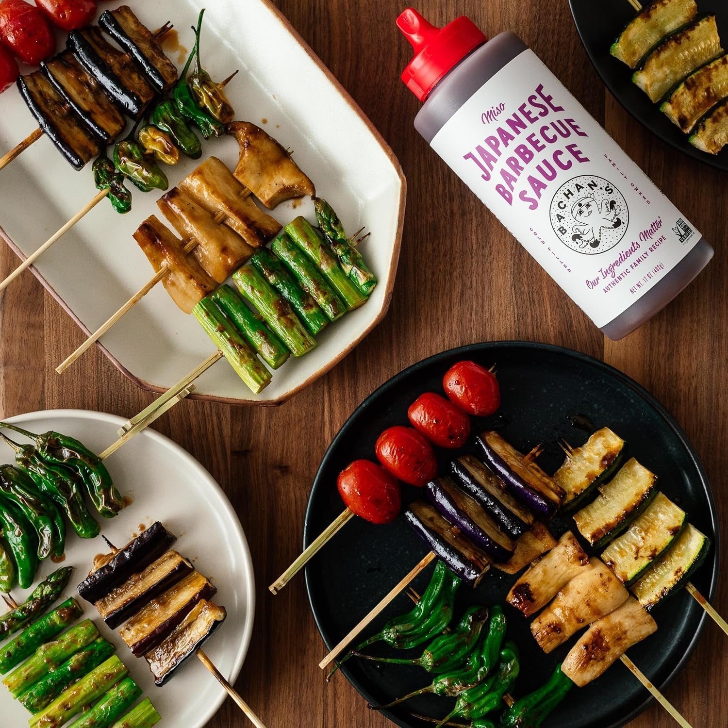 Bachan'S Variety Pack Japanese Barbecue Sauce. (1) Original. (1) Hot and Spicy. (1) Yuzu. (1) Miso. BBQ Sauce for Wings. Chicken. Beef. Pork. Seafood. Noodles. and More. Non GMO. No Preservatives. Vegan. BPA Free. - Image 5